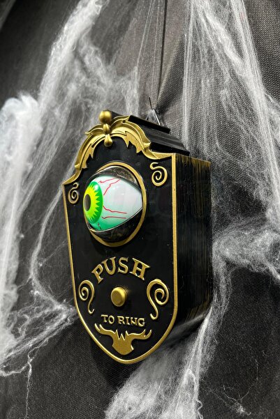 Huzur Party Store Siyah Gold Oynar Gözlü Kapı Zili 4 Farklı Zil Sesi Asma Aparatlı 18x11 Cm Halloween Cadılar Bayramı