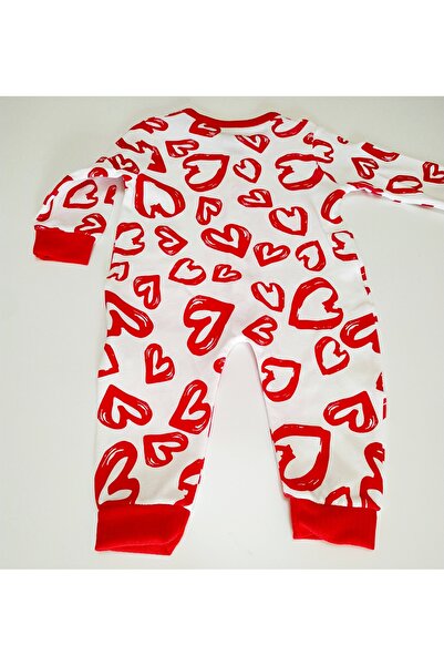 nc gift Cotton Heart Printed Bandana with Front Snaps Baby Jumpsuit without Booties