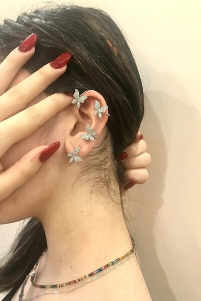 alsaccessories Deliksiz Kulağa Geçirmeli Kelebek Model Kıkırdak Küpe