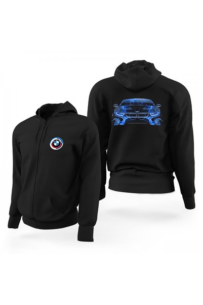 Z zepplin BMW i8 Front Fire Abstract Car Black Zippered Limited Edition Hoode...