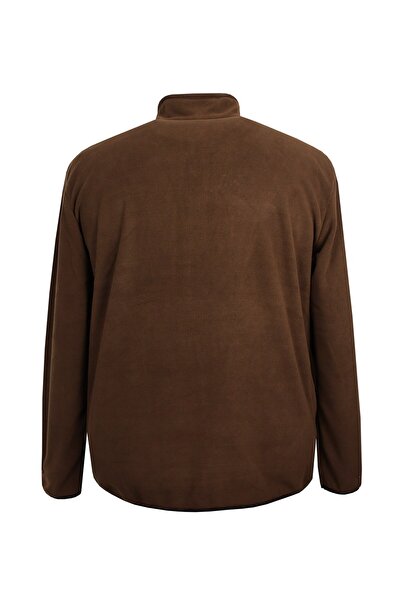 marufshop Φούτερ Fleece με φερμουάρ μεγάλου μεγέθους καφέ