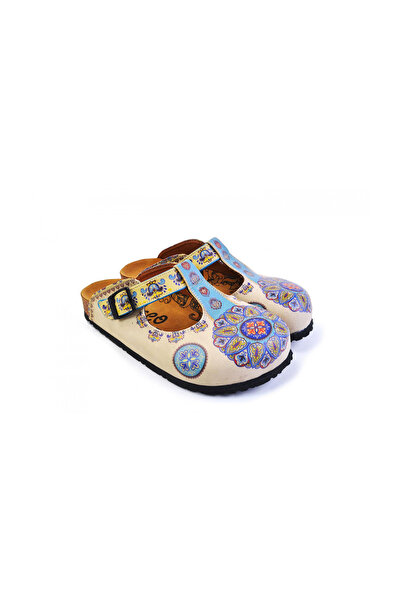 Mundos Bej Etnik Baskılı Terlik