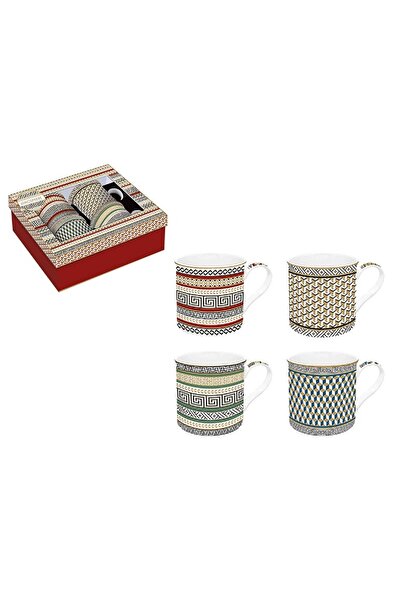 Gifts and More Hacı Ali كوب بورسلين منقوش من إيزي لايف مكون من 4 قطع