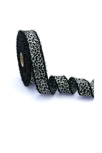 FANTASTIC KURDELE PANGĂ ȚESĂTĂ CU FRĂȘĂ CU MODEL DE LEOPARD (25 mm LĂȚIME - 10 m LUNGIME)