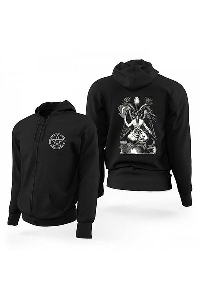 Z zepplin Φούτερ με μαύρη κουκούλα Baphomet Cliphas Levi Limited Edition