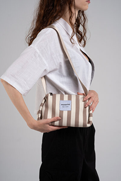 Moserini حقيبة كتف من القماش منقوشة باللون الرمادي للنساء من ستيلا