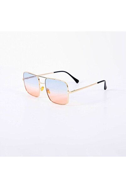 BLUE MOON GLASSES Reynmen Unisex Pilot Model Gold Frame Blue Orange Gradient ...