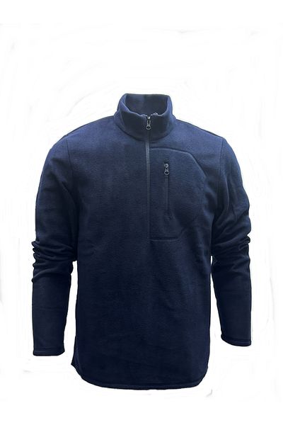 NJM SPORT WEAR Ανδρικό γιακά με μπλε ναυτικό κατά της διάτρησης, χωρίς διάτρηση, κρύο ανθεκτικό φλις μισό φερμουάρ