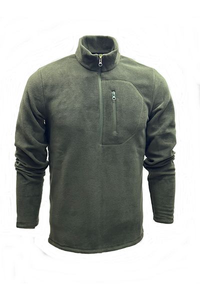 NJM SPORT WEAR Men's Khaki Anti-pilling Non-Pilling Stand Collar Cold-Proof Fleece Half Zipper
