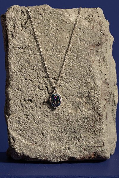 Takıdepo Mistik Topaz Taşlı Minimal Gümüş Kadın Kolye-Gümüş Rengi