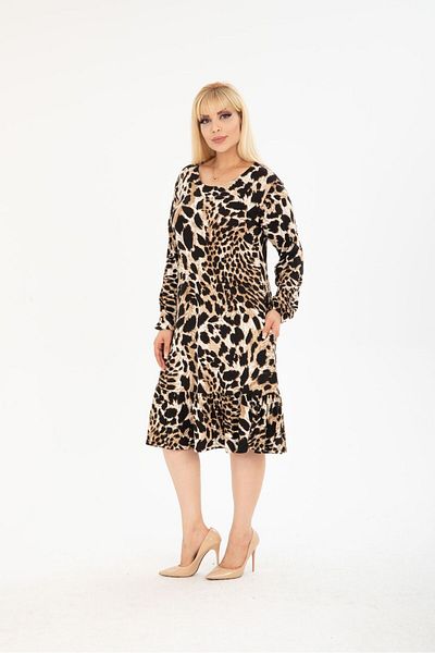 mezura tekstil WOMEN'S PLUS SIZE BELOW KNEE SQUARE COLLAR LONG SLEEVE VISCOSE COMBED STYLISH DESIGN COMFORTABLE DRESS