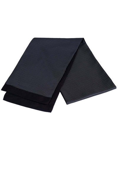 Exve Exclusive Κομψό κασκόλ διπλής όψης με τετράγωνο σχέδιο ζακάρ, μαύρο