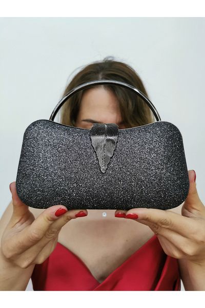 NAZART Γυναικείο βραδινό φόρεμα Kumsim Platinum Glitter Clutch Portfolio Χειρός βραδινή τσάντα αρραβώνων γάμου