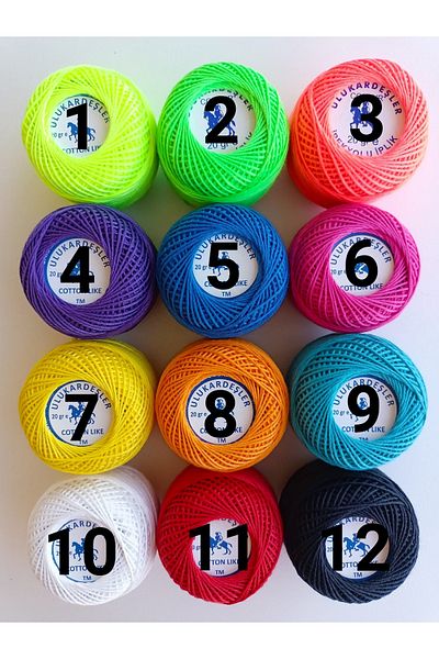 fabricorg Cotton Like Number 3 Punch Thread (12 Colors x 20 Gr) Ulukardeşler