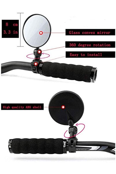 Genel Markalar Bisiklet Dikiz Aynası Geniş Açılı Direksiyon Scooter Aynası Gidon Aynası Tek