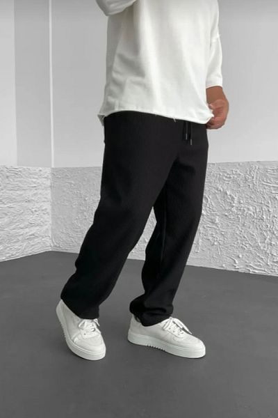 Denim Shorty Loose Fit Ribbed Striped Fabric Trousers