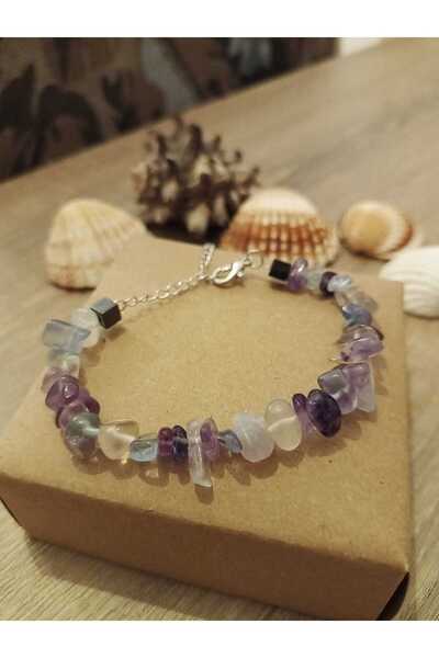 Dynatique Design Florit Taşı Kırık Doğal Taş Bileklik Şans Taşı Enerji Bilekl...