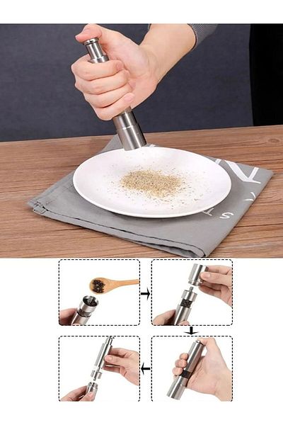 İNDİRİM PRO 1 PCS Salt Spice Grinder Automatic Push Steel Mill