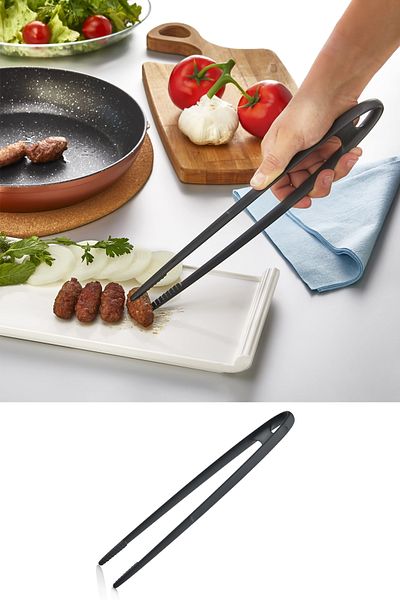 Selenica 2 Pieces Teflon Meat Frying Tweezers Chef Tweezers Fireproof Non-Stick Teflon Tweezers MasterChef Tweezers