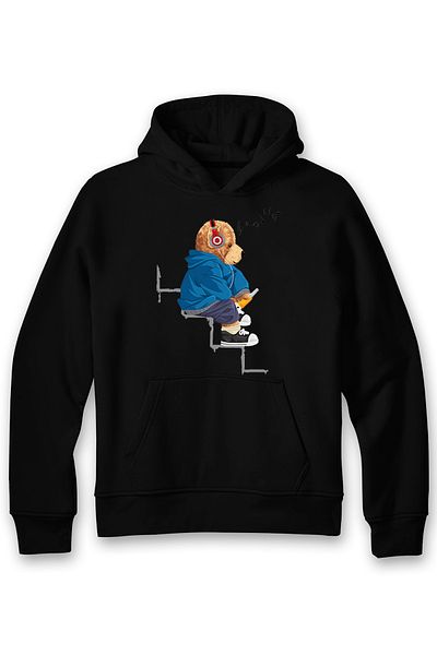 ADA BEBEK ÇOCUK Hanorac pentru copii, unisex, supradimensionat, cu imprimeu ursuleț