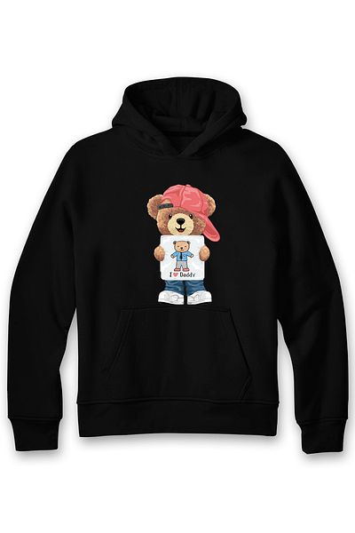 ADA BEBEK ÇOCUK Hanorac unisex oversize I&#39;m Dady Bear imprimat pentru copii