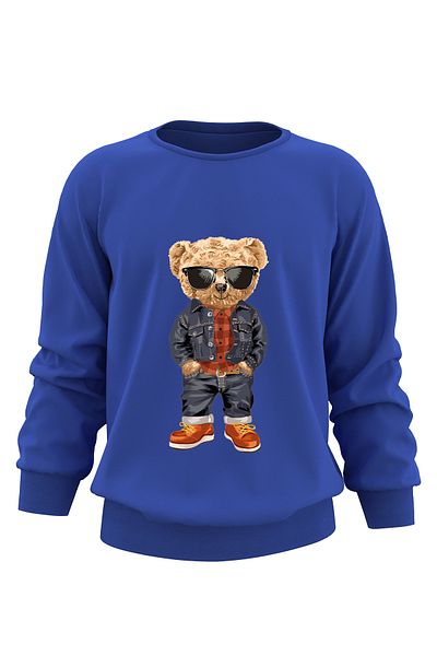 ADA BEBEK ÇOCUK Hanorac pentru copii, unisex, în stil supradimensionat, cu imprimeu urs