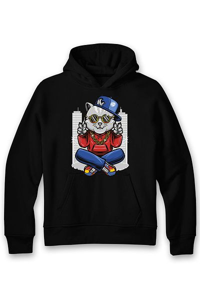 ADA BEBEK ÇOCUK Hanorac pentru copii unisex oversize cu imprimeu Rich Cat