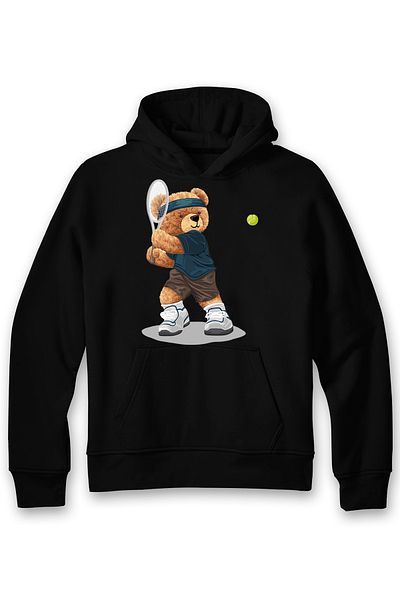 ADA BEBEK ÇOCUK Hanorac pentru copii, unisex, supradimensionat, pentru jucător de tenis, cu imprimeu urs