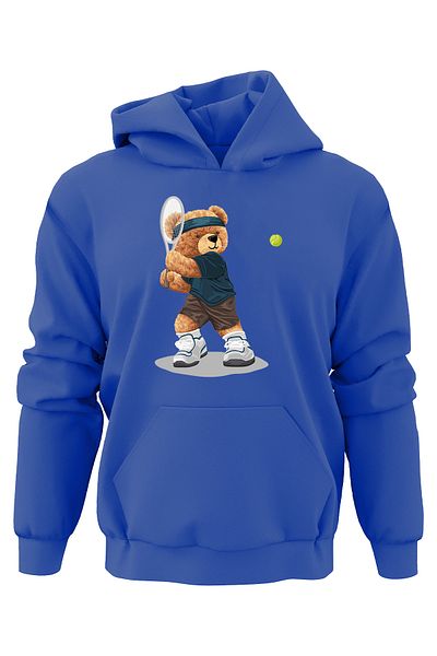 ADA BEBEK ÇOCUK Hanorac pentru copii, unisex, supradimensionat, pentru jucător de tenis, cu imprimeu urs