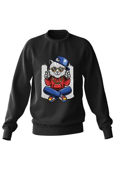 ADA BEBEK ÇOCUK Hanorac pentru copii unisex oversize cu imprimeu Rich Cat