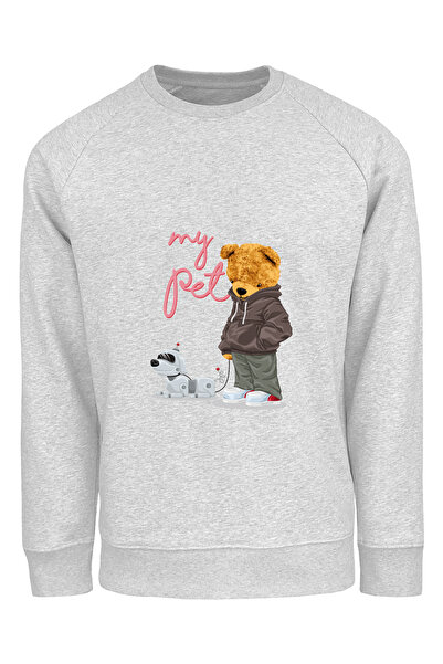 ADA BEBEK ÇOCUK Детски суитшърт с щампи на мечета, голям унисекс