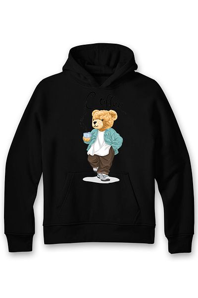 ADA BEBEK ÇOCUK Hanorac pentru copii, unisex, supradimensionat, cu imprimeu Relax Bear