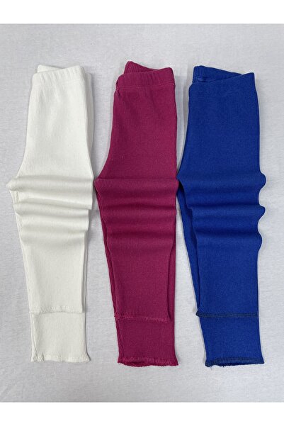 Berat moda Fun Kids Stretchy Ribbed White - Saks - Fuchsia 3-Piece Girls - Boys Winter Children's Leggings