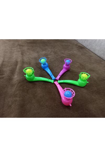 Fresh Fun Colorful 3Pcs Blown Flying Ball Toy & Bugle Toy Set - Great for Kids Bi
