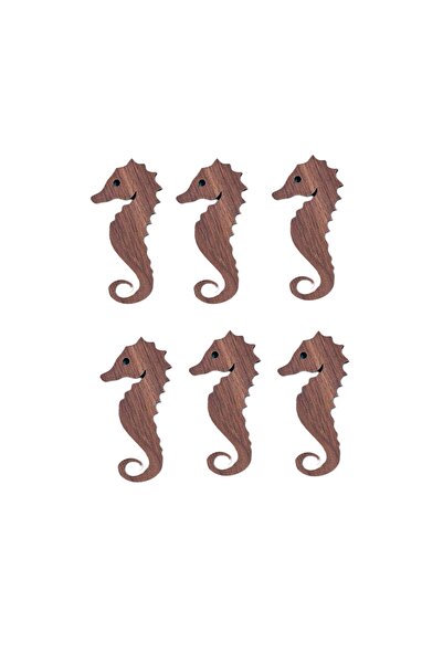 aladepo حلية فرس البحر الخشبية بالجوز 6 قطع