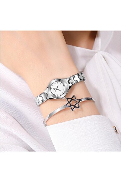 Korikom Küçük Kasa Metal Gümüş Kadın Kol Saati Kks00032-max 18 Cm Bilek Çevresi