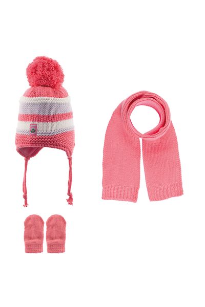Kitti KITTI Baby Girl Scarf Beanie Gloves Set 3 Pieces with Fleece Inside 0-18 Months (150-04)