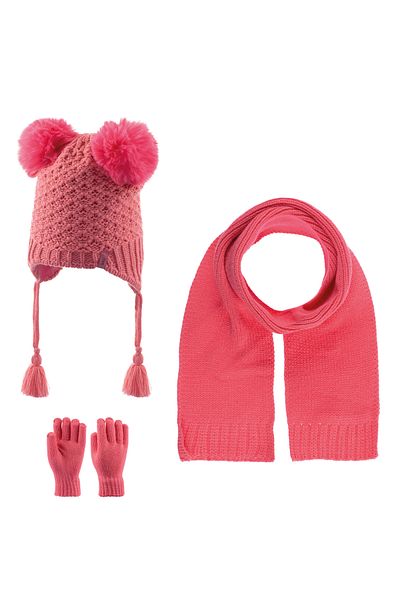 Kitti KITTI Girl's Scarf Beanie Gloves Set 3 Pieces with Fleece Inside 4-8 Years Old (170-04)