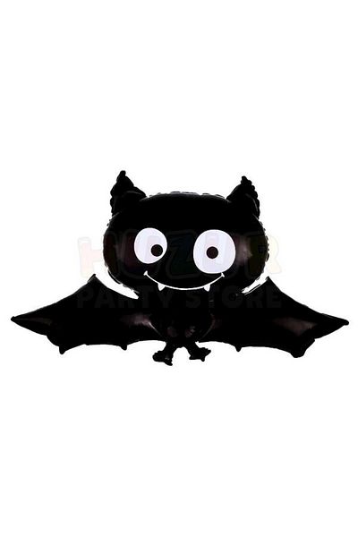 Huzur Party Store 60X72 cm Black Bat Foil Balloon - Compatible with Halloween Party and Halloween Decorative Heliuma