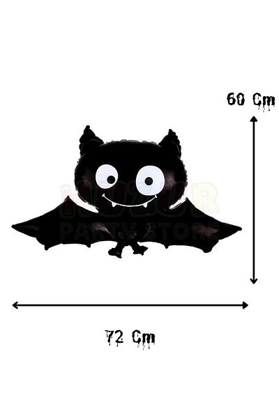 Huzur Party Store 60X72 cm Black Bat Foil Balloon - Compatible with Halloween Party and Halloween Decorative Heliuma