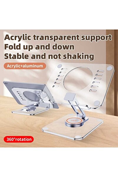 Asfal Transparent Height Adjustable 360° Rotatable Desktop Tablet stand, Tablet Holder Phone Holder