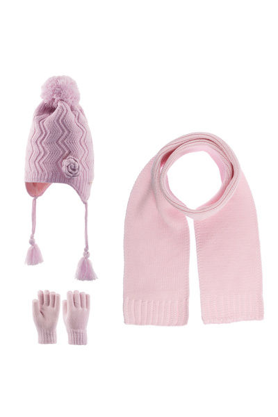 Kitti Set de 3 mănuși pentru fetiță și eșarfă pentru fetiță de 4-8 ani