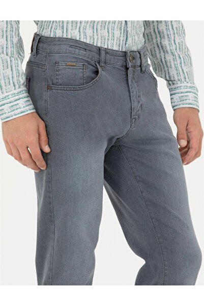 Pierre Cardin PİERRE CARDİN GENİŞ KALIP DOKUMA GRİ DENİM PANTOLON