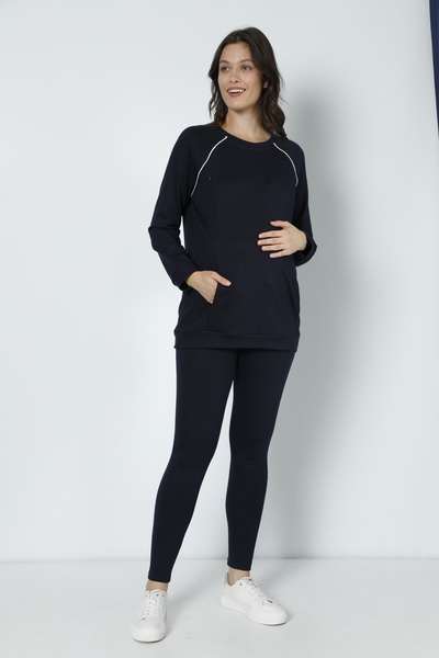 Miss Dünya Lissa Σετ φόρμας εγκυμοσύνης και εγκυμοσύνης Navy Blue Κατάλληλο για Θηλασμό