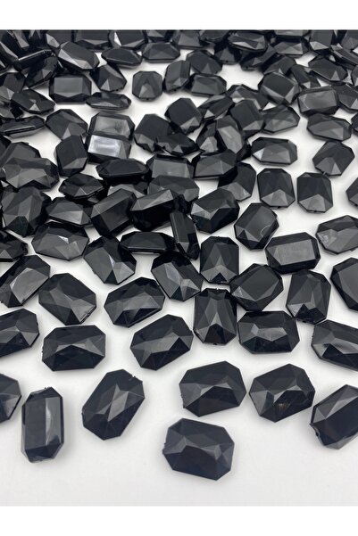 Hedef Bijuteri 100 جرام خرز أكريليك مستطيل اللون أسود اللون، مجوهرات، خرز لصن...