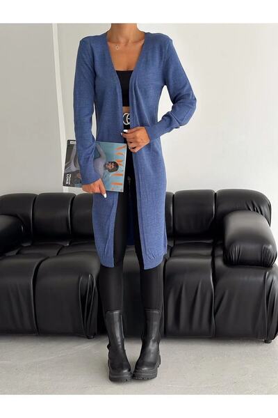 Tam Moda Kadın Triko Merserize Örgü Uzun Hırka