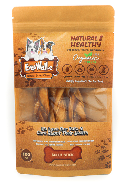 Eva & Wall-e Köpek Kemiği Ödül Kemiği Kurutulmuş Taze Bully Stick Çiğneme, %100 Doğal Sığır Örgü Kamış 3 Adet