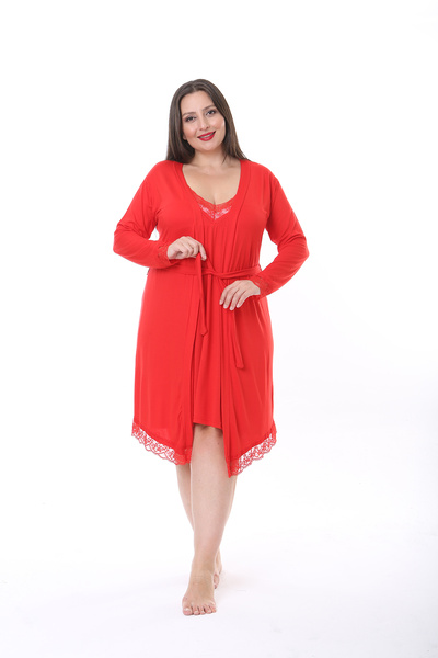 XL Modam WOMEN'S LARGE SIZE RED NIGHTWEAR SET