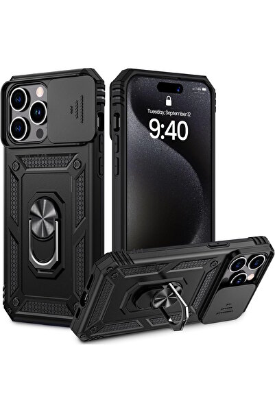 m.tk moveteck İphone 15 Pro Max Kılıf Kamera Korumalı Sürgülü Dönebilen Yüzük...