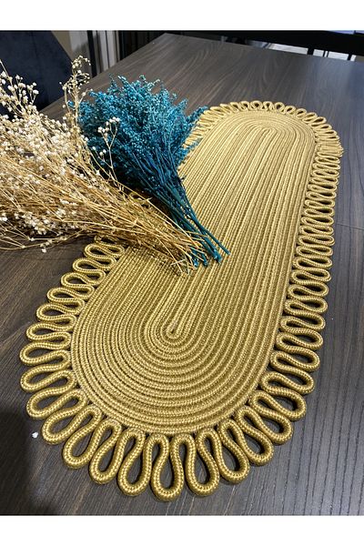 MaVaux Galaxy Natural Jute, Μοτίβο, Ψάθινο, American Service, Τραπέζι, Τραπεζάκι σαλονιού Runner. 30x80